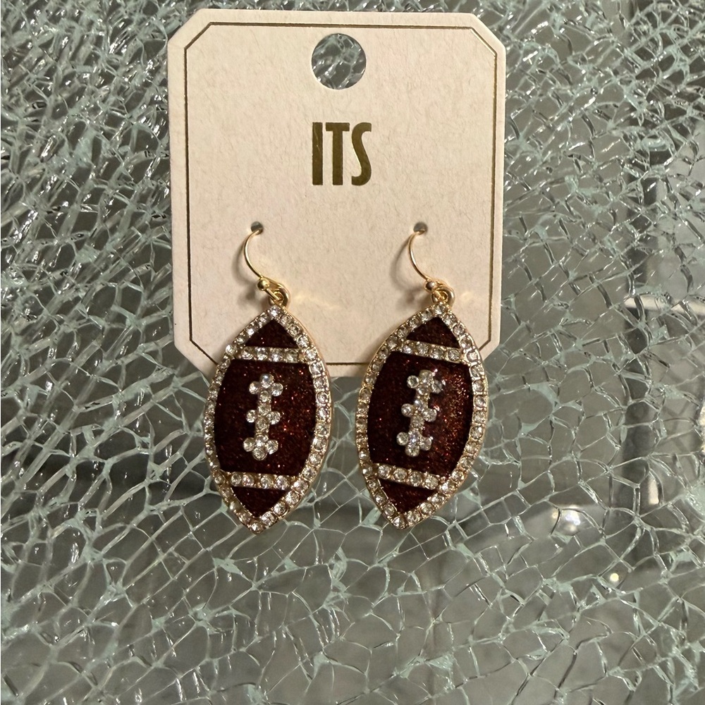 ITS Brown and Gold Football Earrings